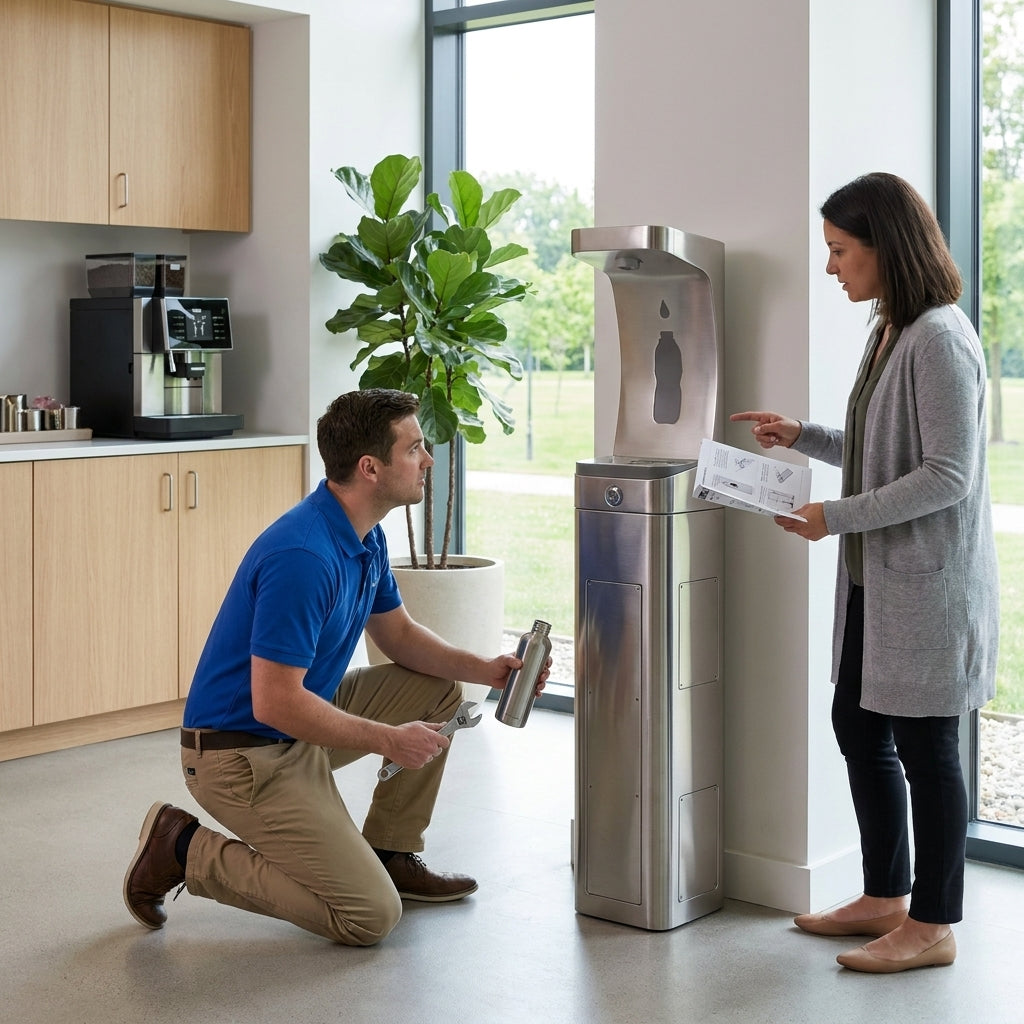 How to set up a water cooler in a break room