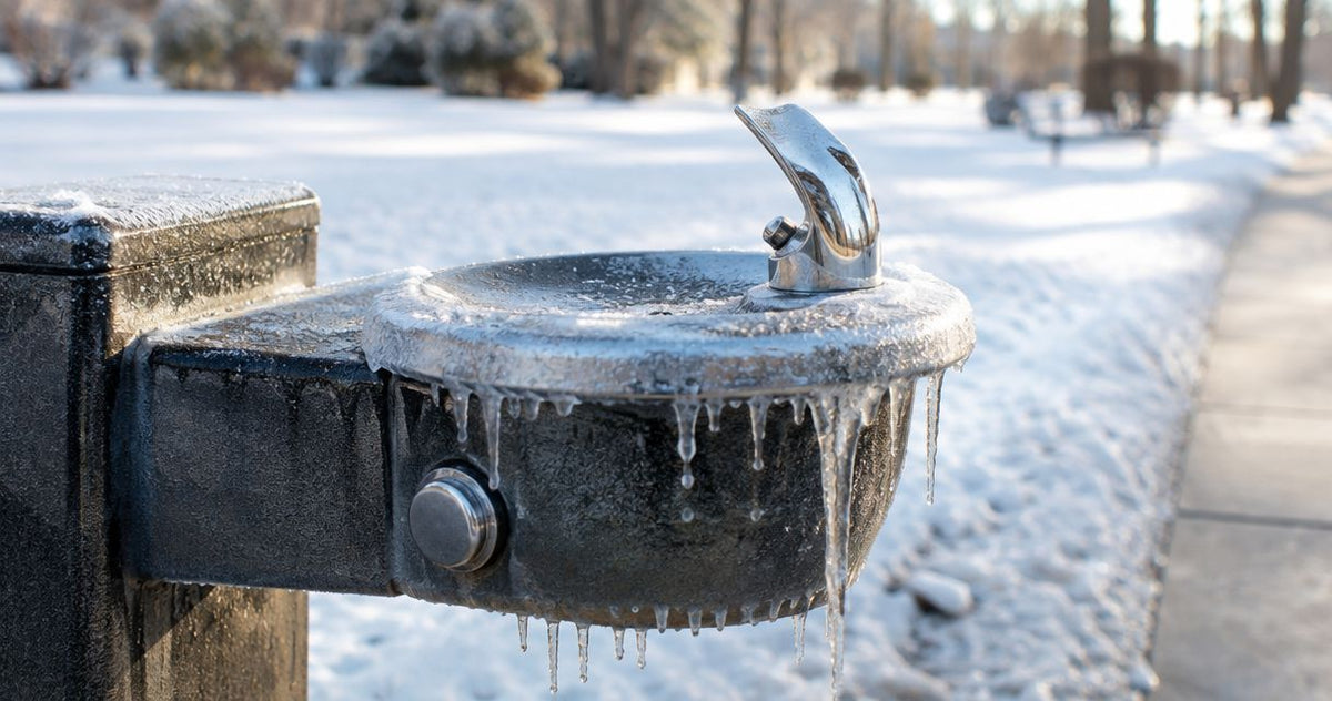 Can outdoor drinking fountains freeze and crack in winter?