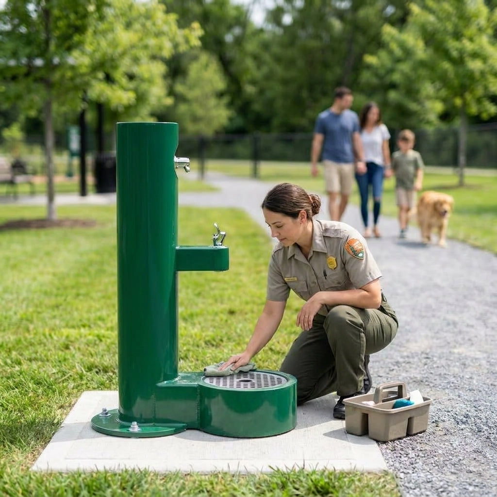 How to maintain a foot wash station in a public park