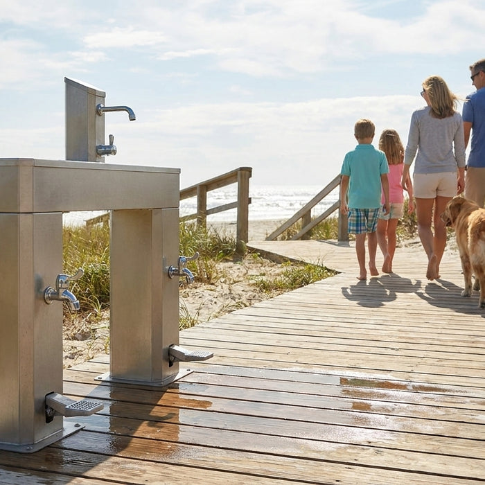 Outdoor foot wash station for beach access