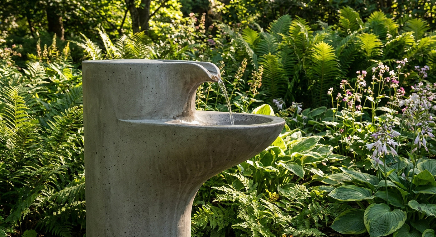 Concrete drinking fountain for botanical gardens
