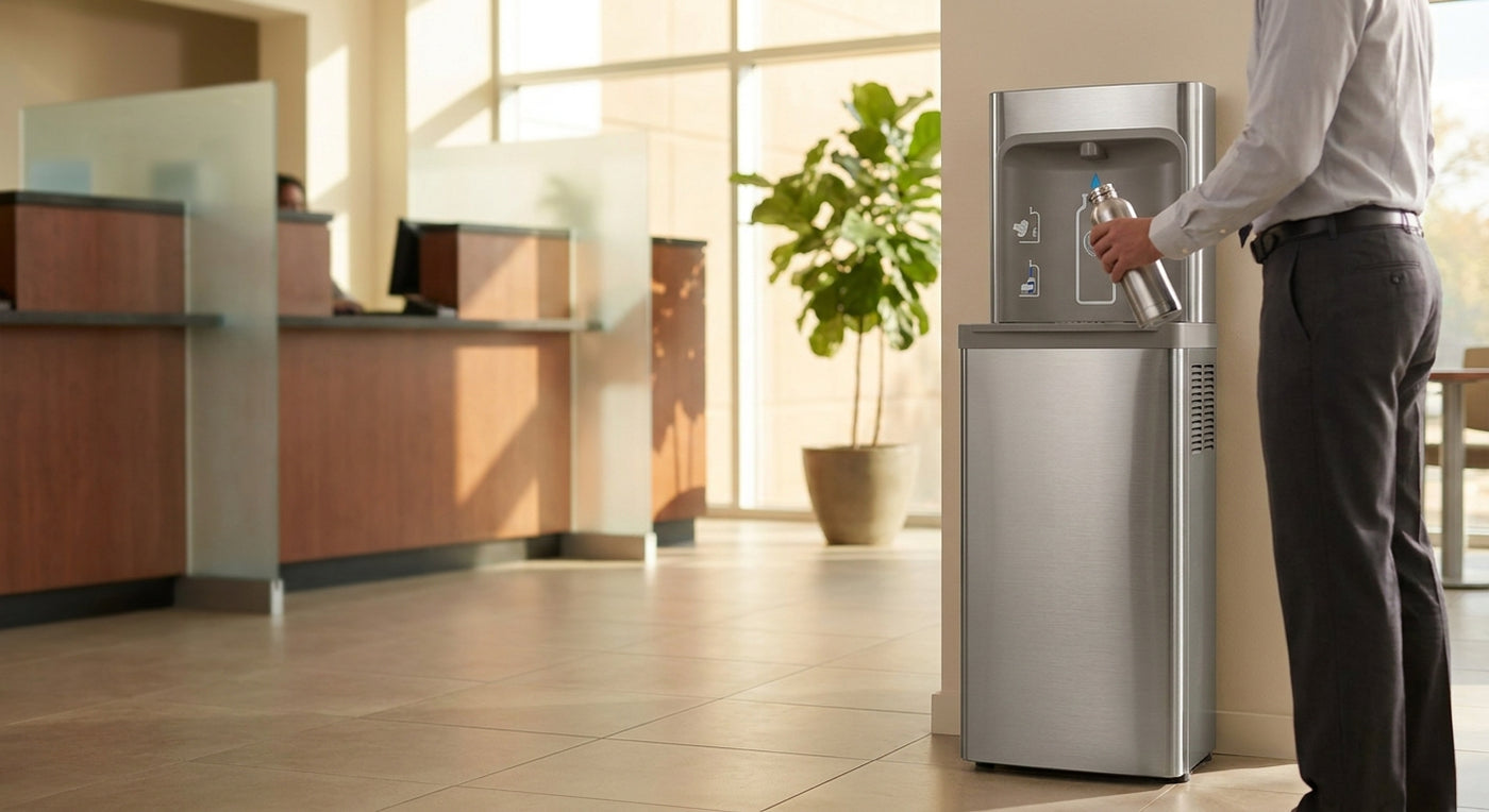 Drinking fountain for banks and financial branches