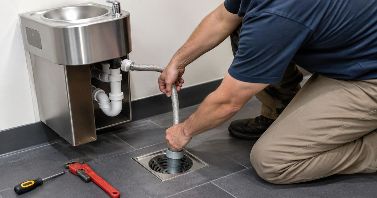 How to connect a drinking fountain drain to an existing floor sink