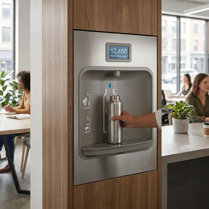 Water bottle filling station for coworking spaces