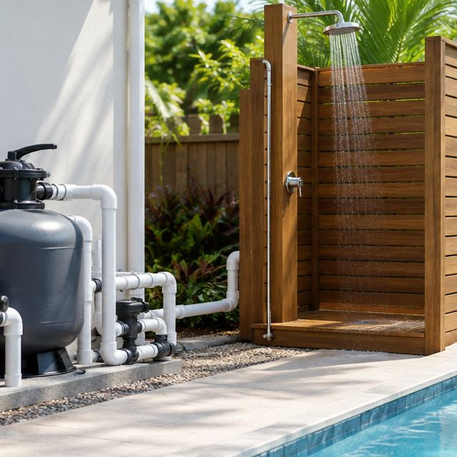 How to connect an outdoor shower to an existing pool pump system
