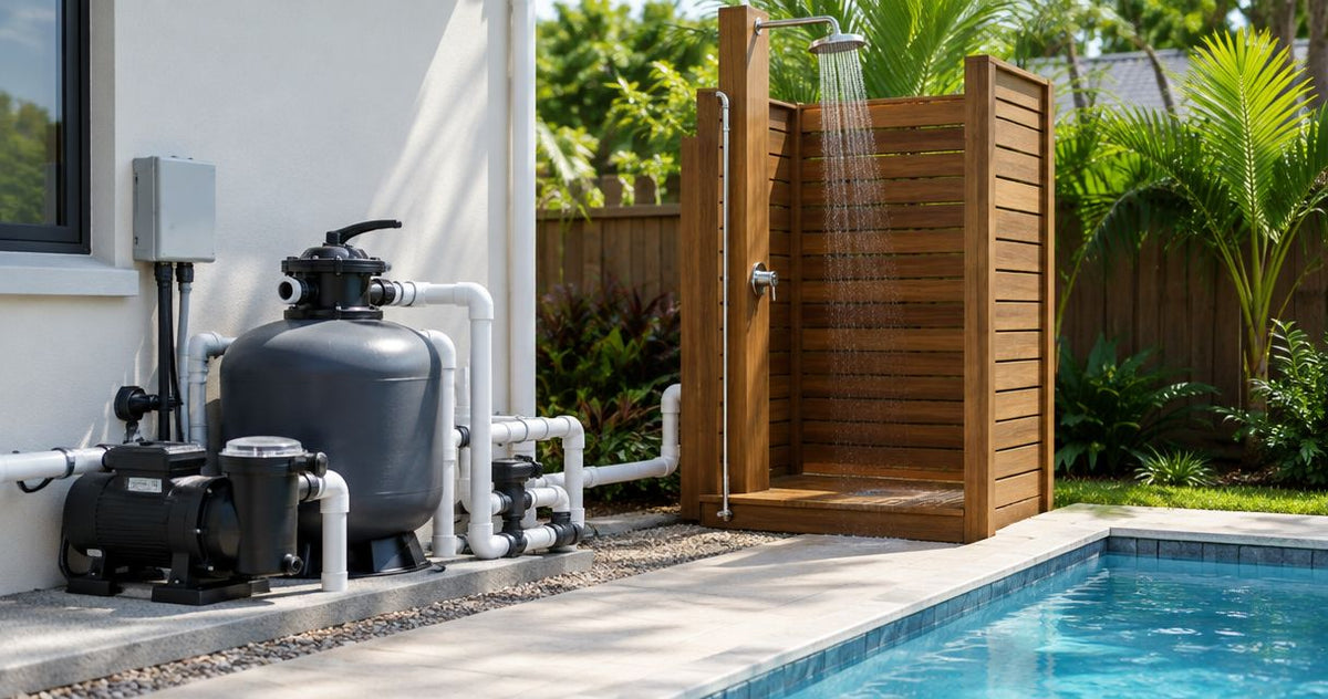 How to connect an outdoor shower to an existing pool pump system