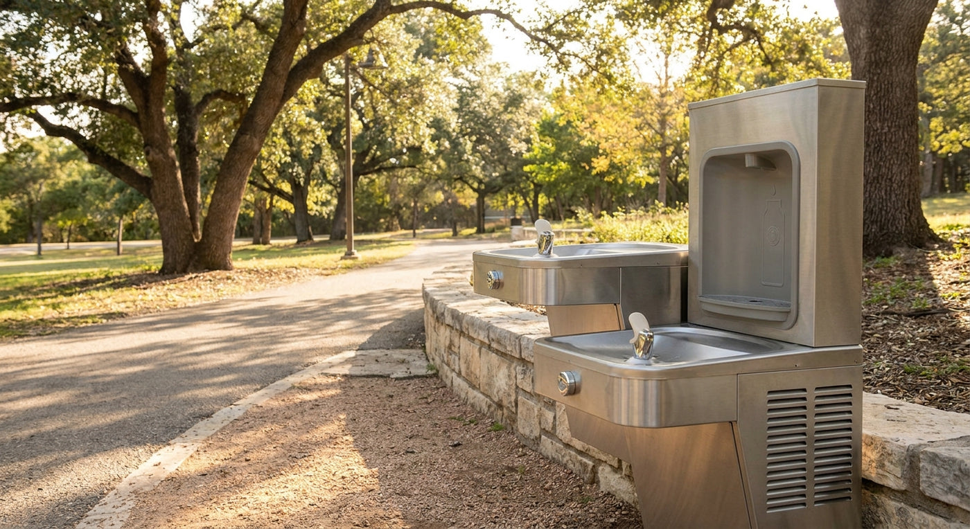 ADA compliant drinking fountain for parks