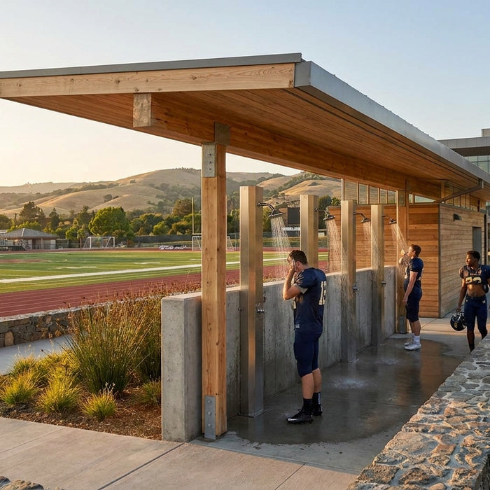 Outdoor shower for university athletic facilities