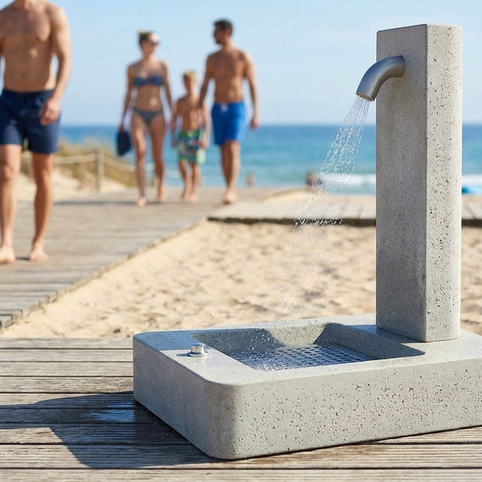 Exterior concrete foot shower for beach facilities