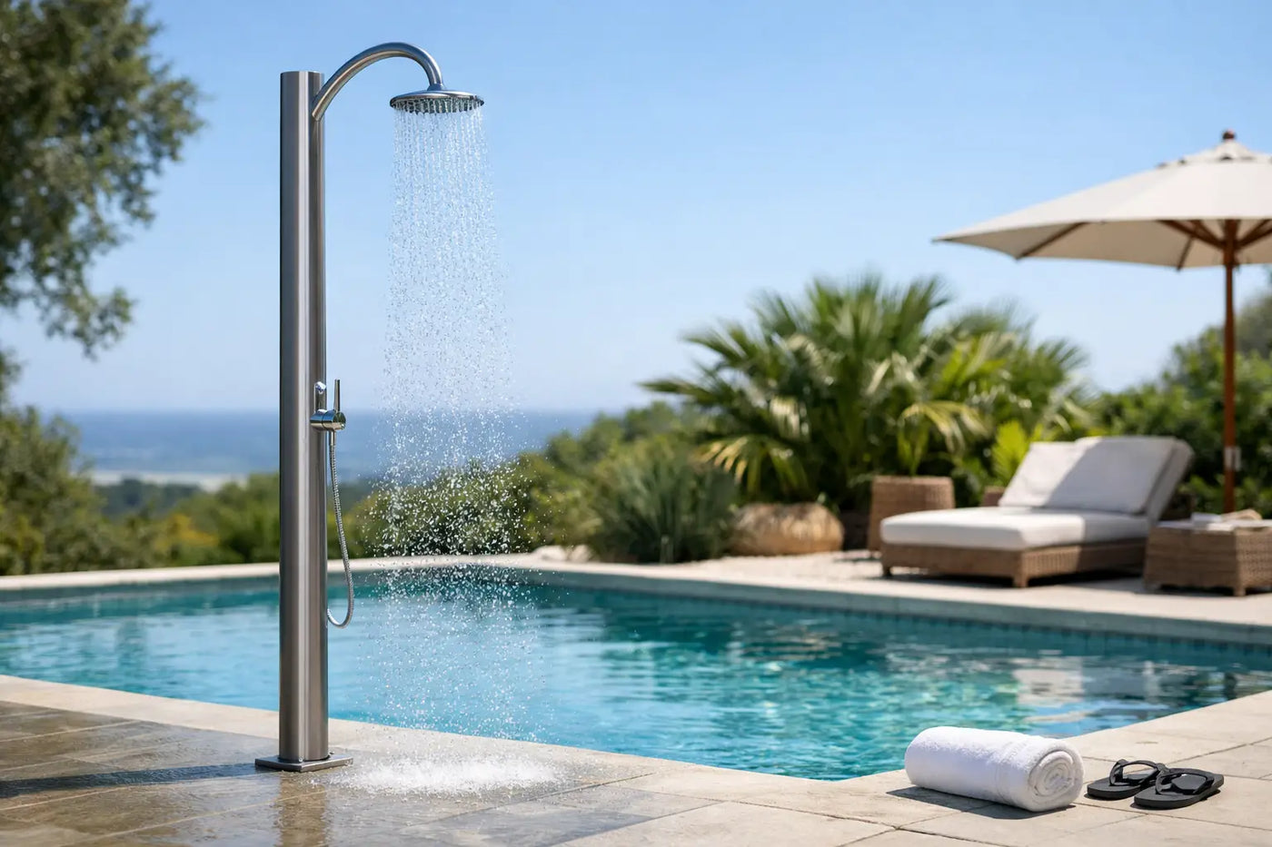 Freestanding Pool Rinse Shower Buying Guide - The Fountain Direct