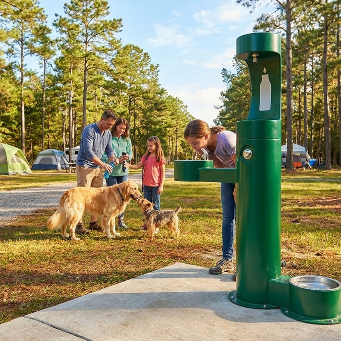 Outdoor drinking fountain for campgrounds