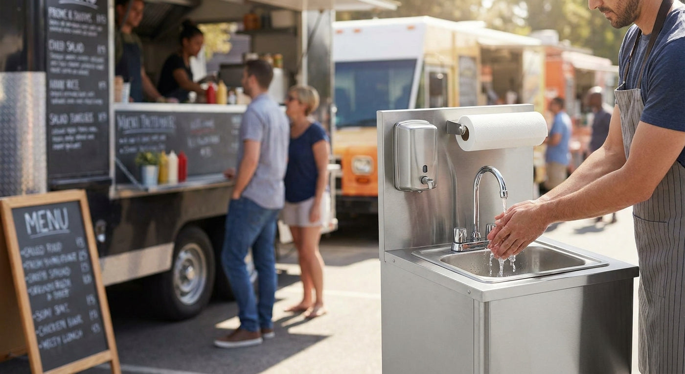 Portable hand washing station for food truck operators