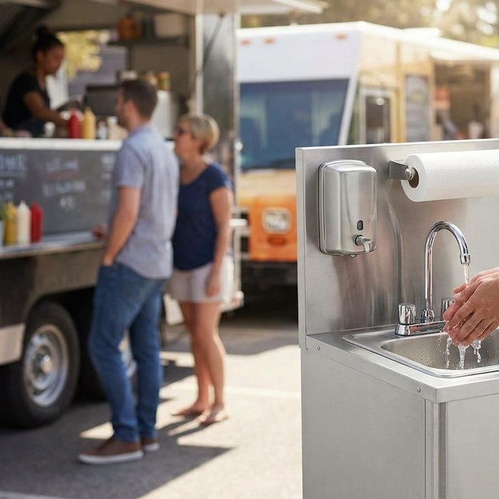 Portable hand washing station for food truck operators