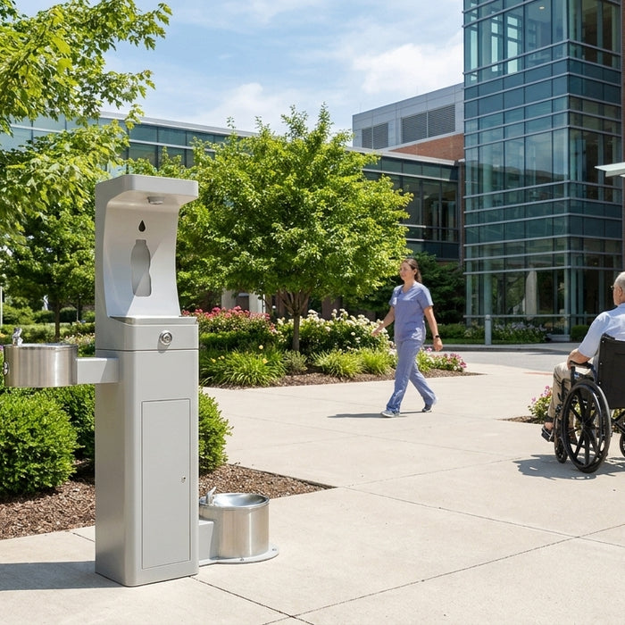 ADA compliant drinking fountain for hospitals