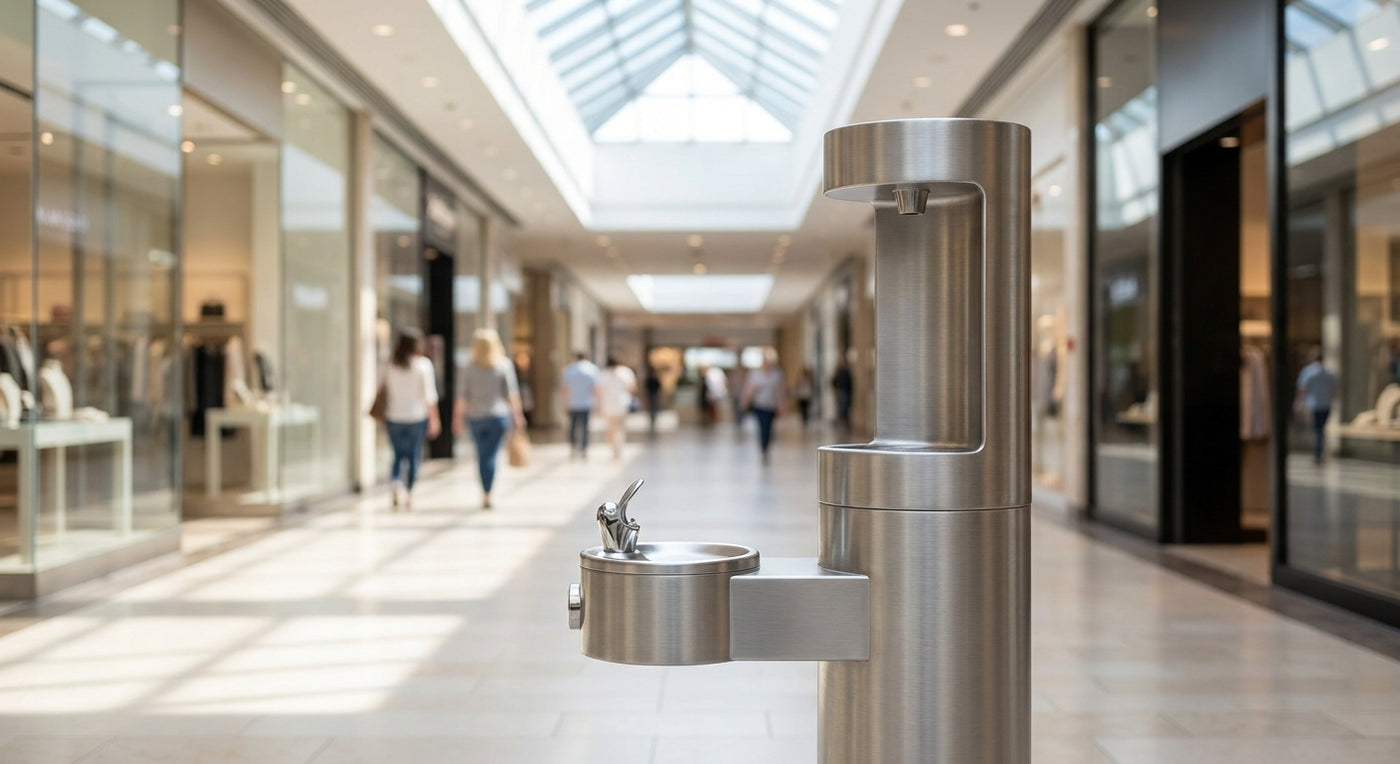 Drinking fountain for retail stores and shopping centers
