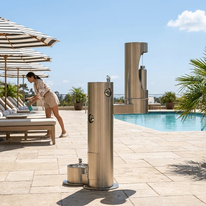 Water bottle filling station for hotels