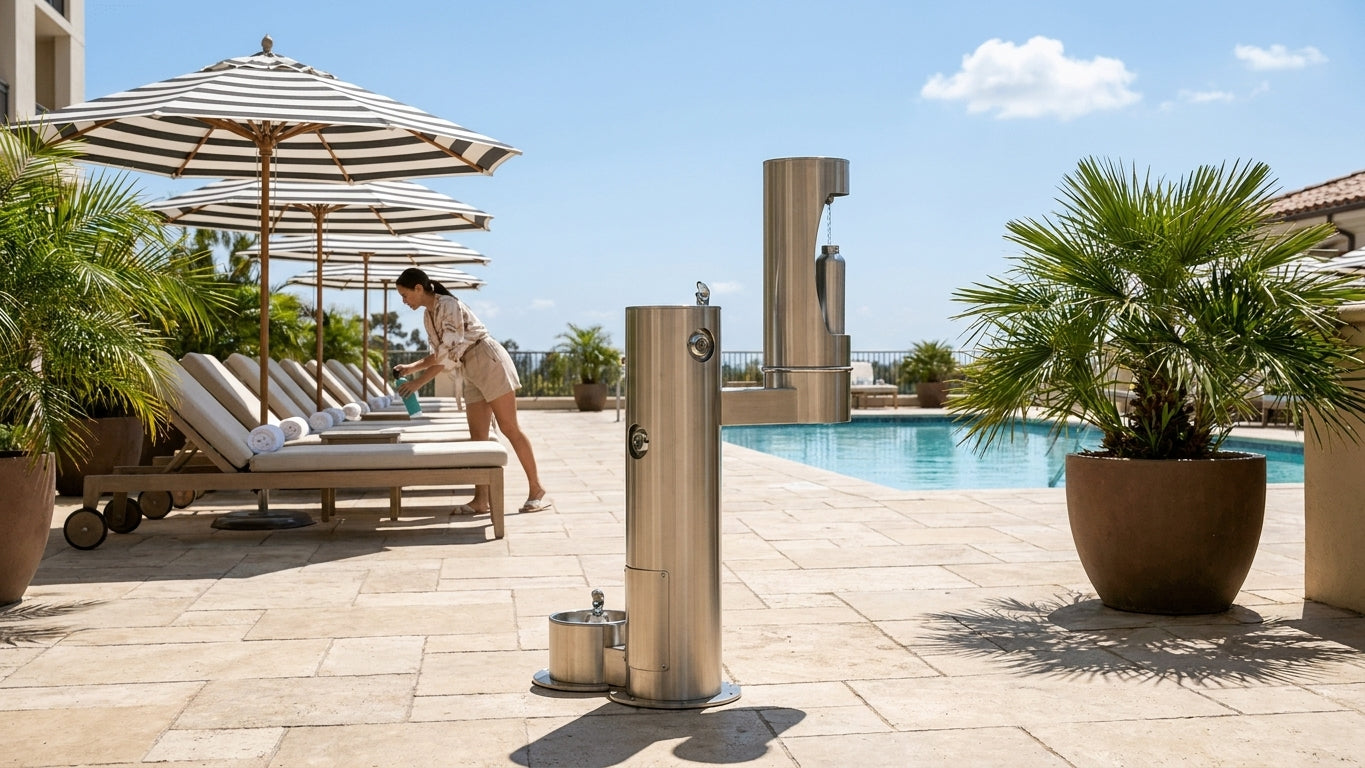 Water bottle filling station for hotels
