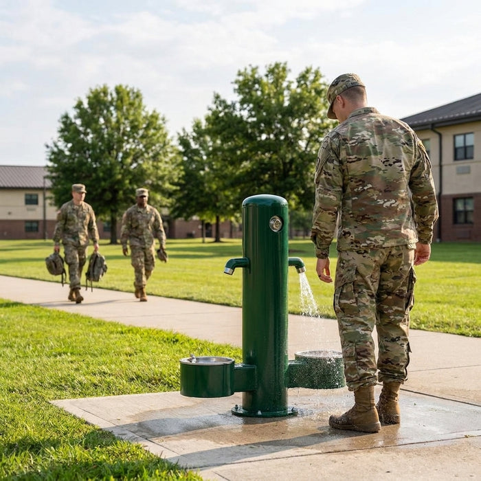 Foot wash station for military bases