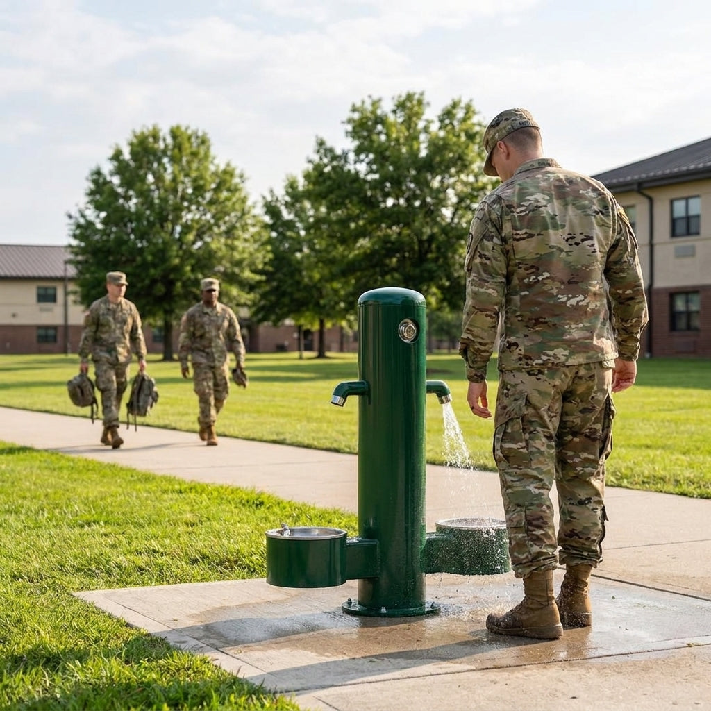 Foot wash station for military bases