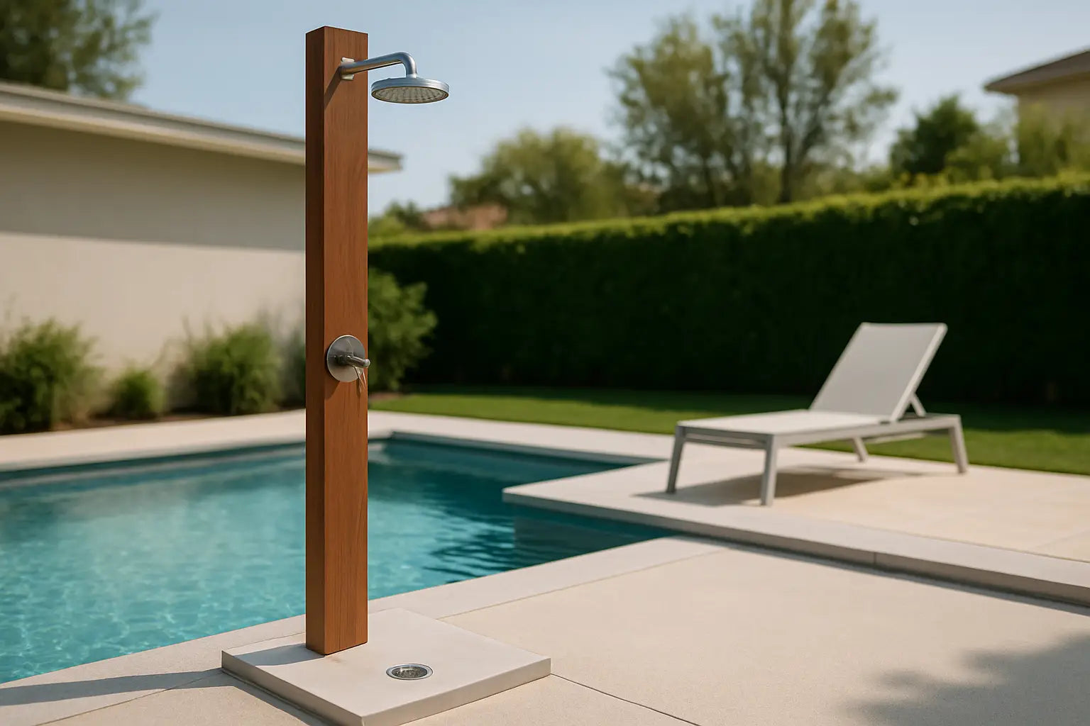 Outdoor Shower Stations That Fit a Pool Deck