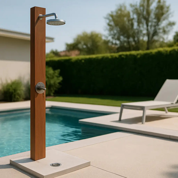 Outdoor Shower Stations That Fit a Pool Deck