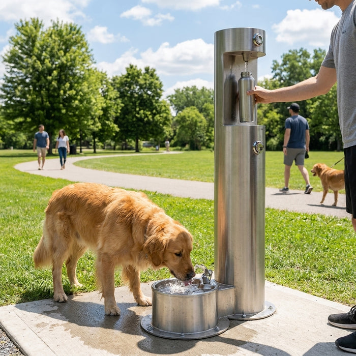 Stainless steel dog drinking fountain for parks