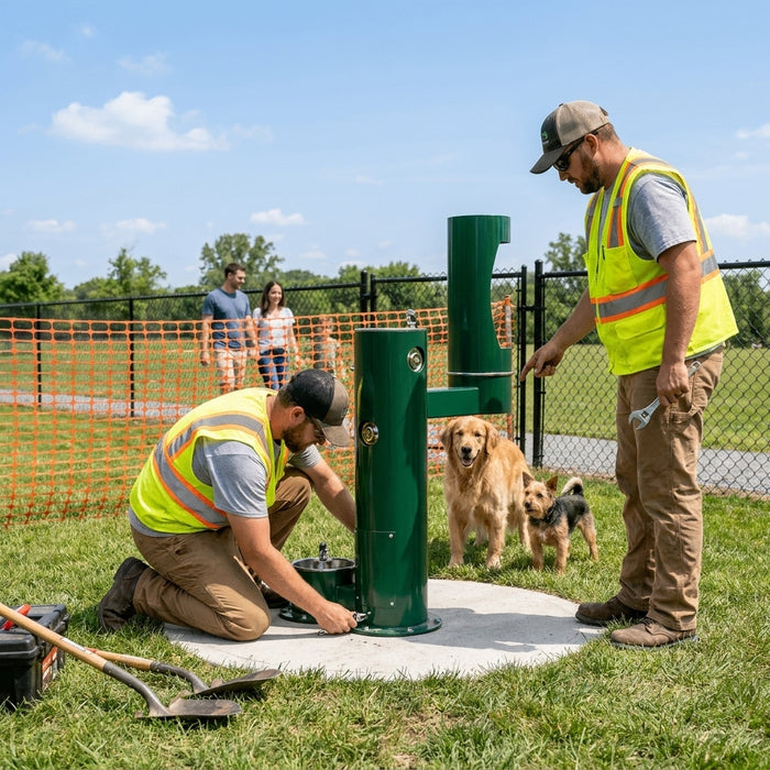 How to install a pet water fountain at a dog park