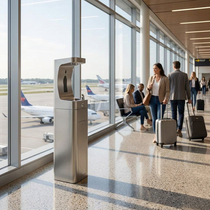 Elkay drinking fountain for airports