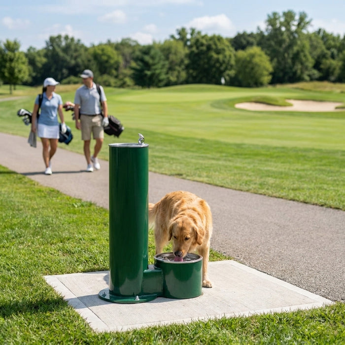 Pet water station for golf courses