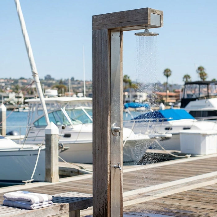 Outdoor shower for marinas and boat docks