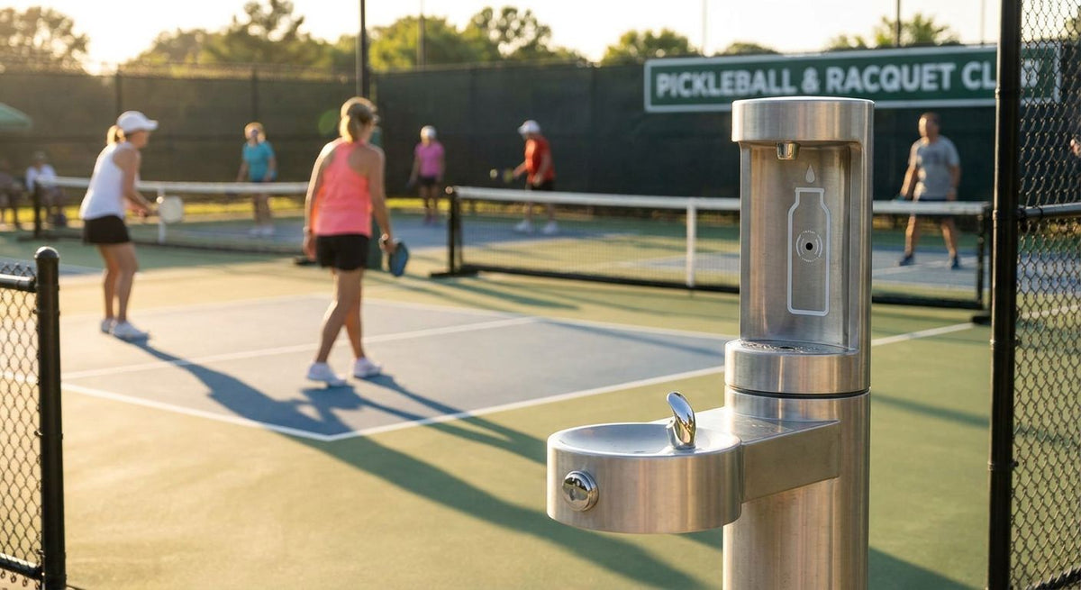 Drinking fountain for pickleball and racquet clubs