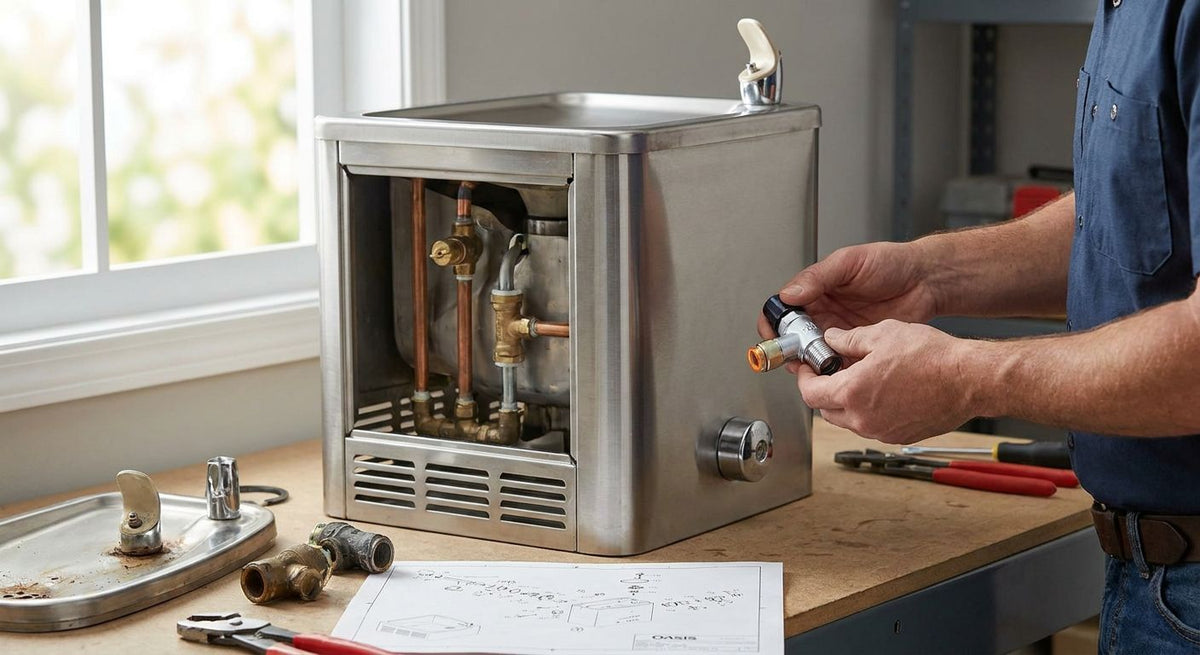 How to find replacement parts for an Oasis drinking fountain