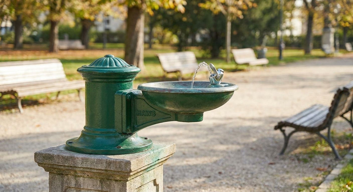 Haws outdoor drinking fountain for parks