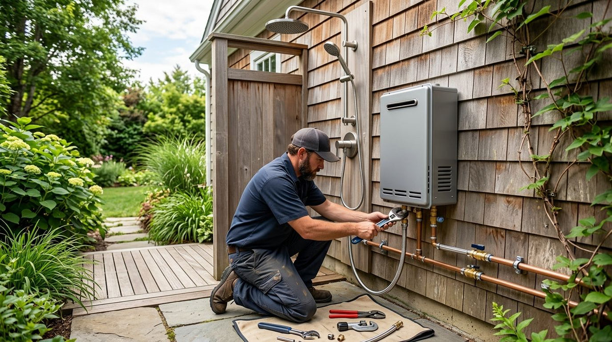 How to connect an outdoor shower to a tankless water heater