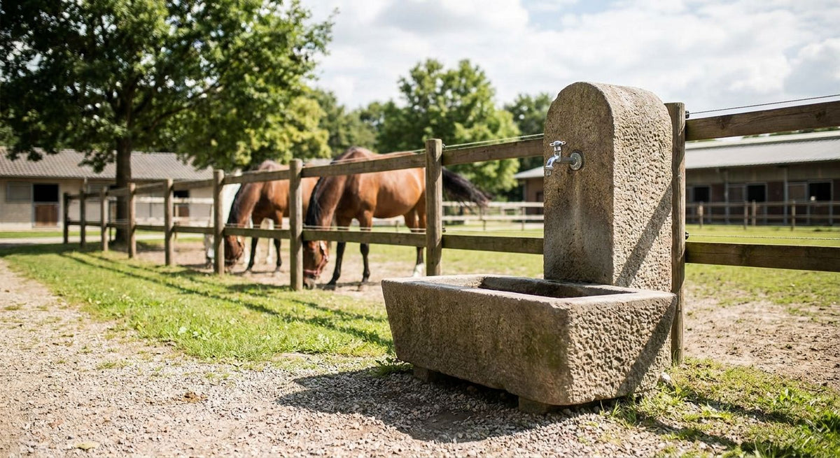 Outdoor drinking fountain for equestrian and horse facilities