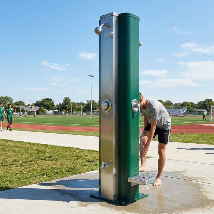 Commercial outdoor shower for sports facilities