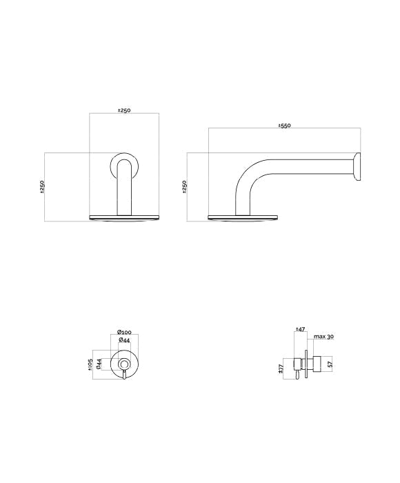 Rainware Marengo In-Wall Outdoor Shower Set 8008/8700 – Rose, Arm & Mixer in Satin 316 Stainless