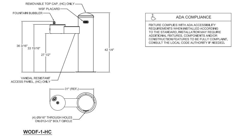 Willoughby WODF-1-HC Single-User Stainless Steel Outdoor Water Drinking Fountain - The Fountain Direct 