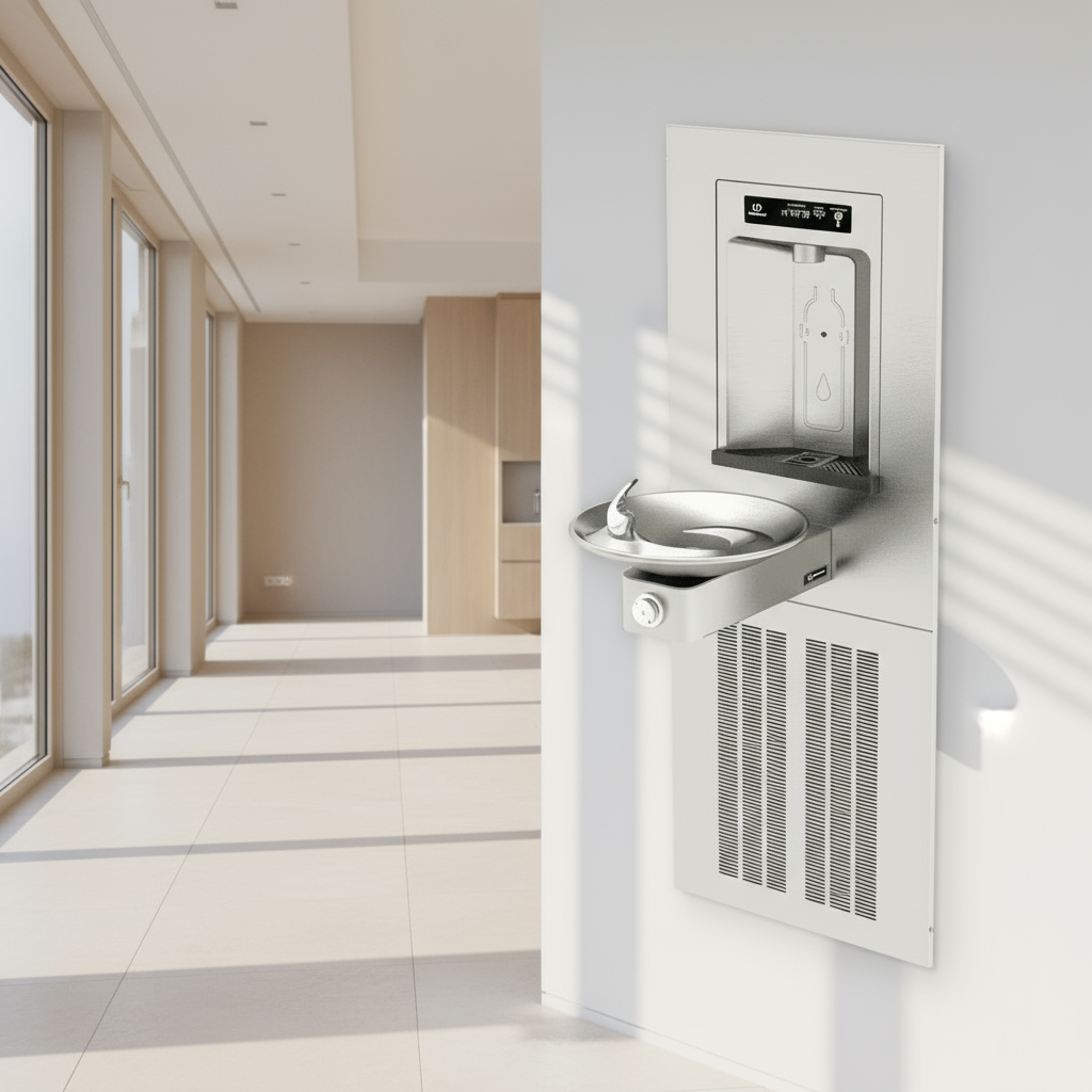 Haws 1001HSA.8 RIVIVE™ – ADA Wall-Mounted Drinking Fountain with Chilled & Bottle Filler - The Fountain Direct 