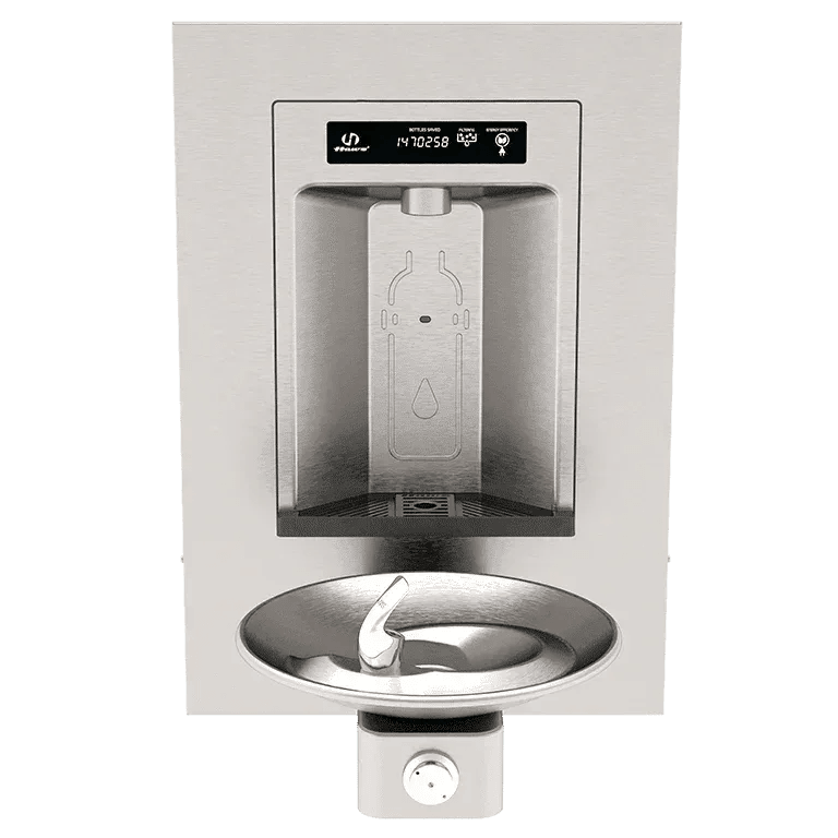 Haws 1001HS RIVIVE™ – ADA Wall-Mounted Bottle Filler and Drinking Fountain, Vandal-Resistant - The Fountain Direct
