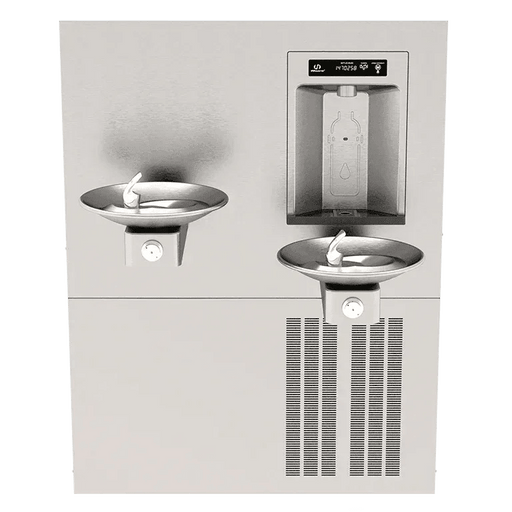 Haws 1011HSA.8 RIVIVE™ – ADA Dual Hi-Lo Drinking Fountain with Recessed Chilled Bottle Filler - The Fountain Direct