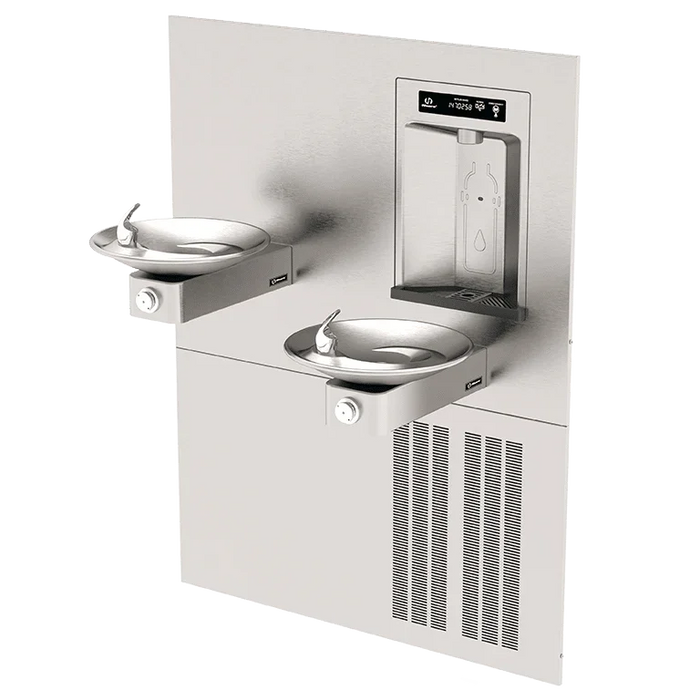 Haws 1011HSA.8 RIVIVE™ – ADA Dual Hi-Lo Drinking Fountain with Recessed Chilled Bottle Filler - The Fountain Direct 