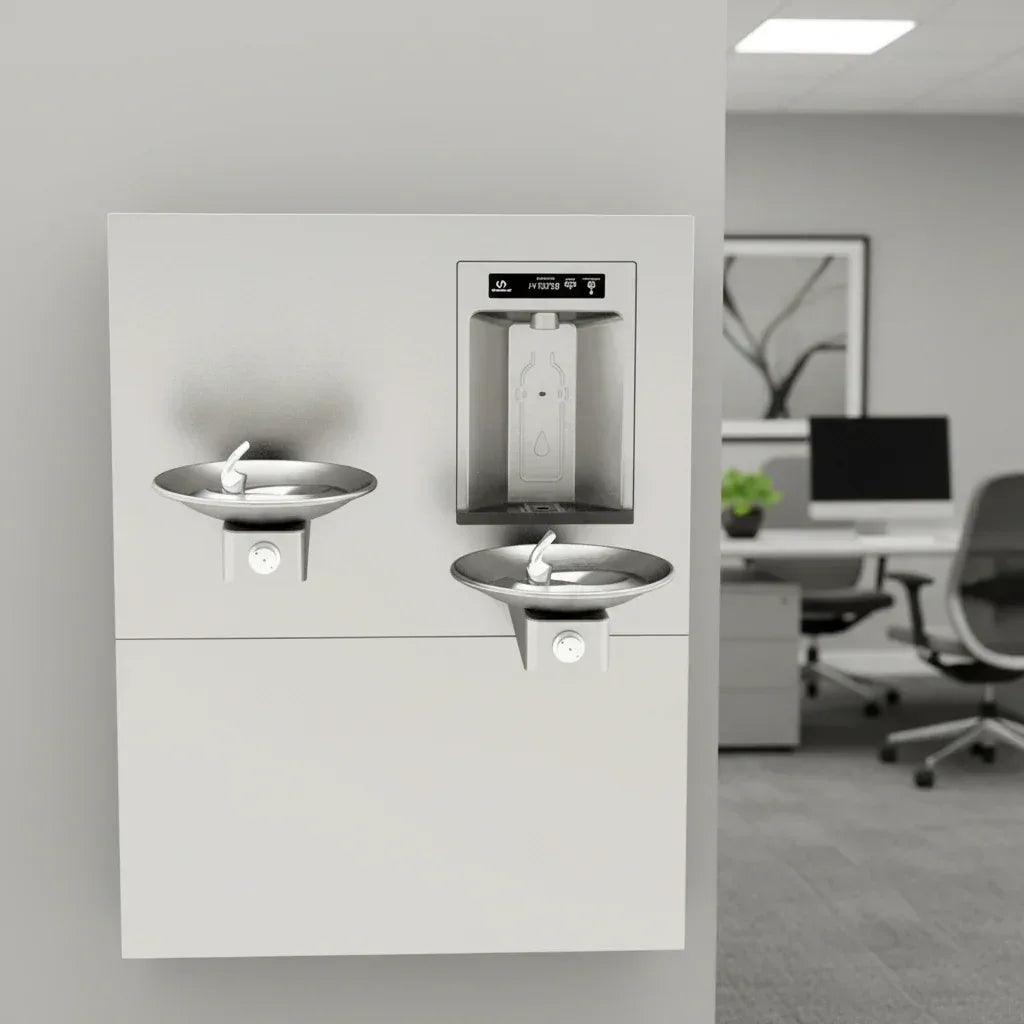 Haws 1011HSA RIVIVE™ – ADA In-Wall Recessed Bottle Filler with HI-LO Drinking Fountains - The Fountain Direct