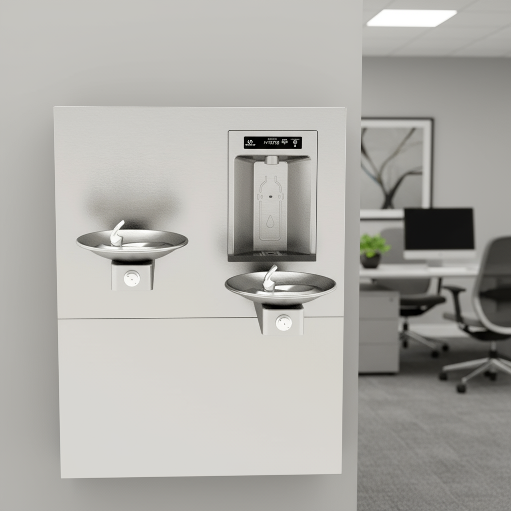 Haws 1011HSA RIVIVE™ – ADA In-Wall Recessed Bottle Filler with HI-LO Drinking Fountains - The Fountain Direct 