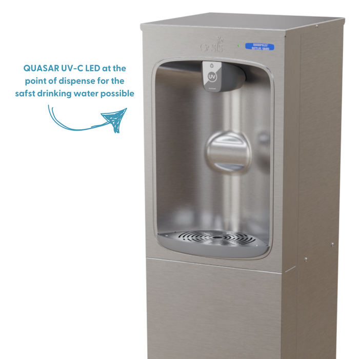 Oasis PFCPD10EBQ Outdoor, Free-Standing Contactless Bottle Filler with Quasar UVC-LED – Refrigerated