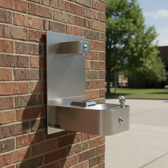 Haws 1109FRP ADA Outdoor Freeze-Resistant Vandal-Resistant Fountain and Bottle Filler - The Fountain Direct