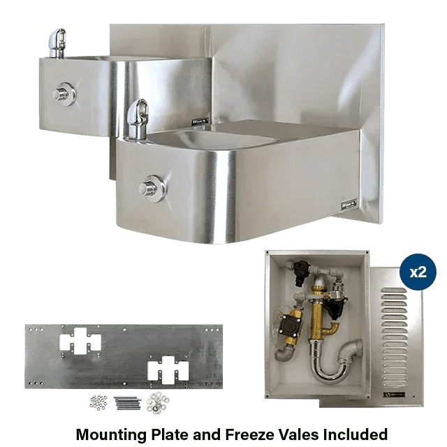 Haws 1119FRB ADA Outdoor Freeze-Resistant Vandal-Resistant Dual Drinking Fountain - The Fountain Direct