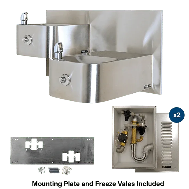 Haws 1119FRB ADA Outdoor Freeze-Resistant Vandal-Resistant Dual Drinking Fountain - The Fountain Direct 