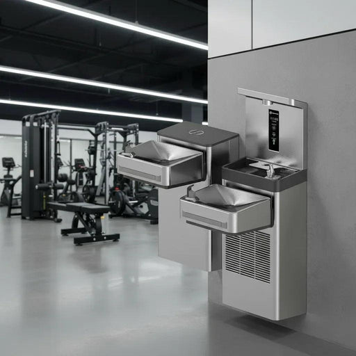 Haws 1212S Wall Mount Hi-Lo Indoor ADA Water Cooler with Bottle Filler - The Fountain Direct