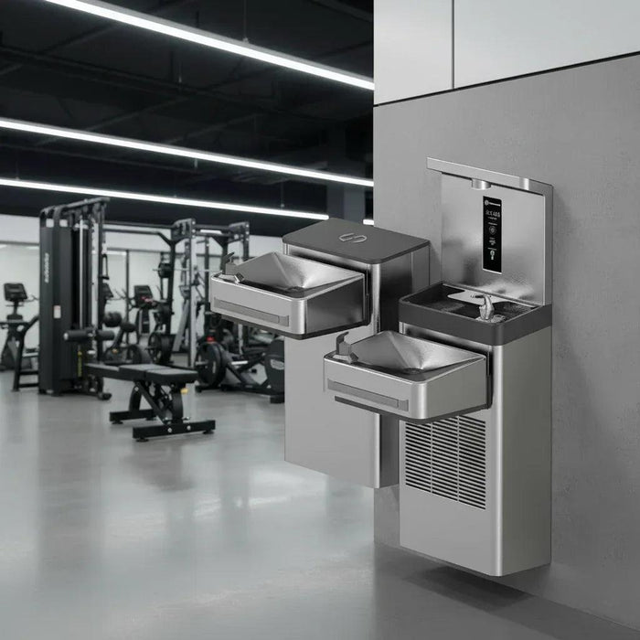 Haws 1212S Wall Mount Hi-Lo Indoor ADA Water Cooler with Bottle Filler - The Fountain Direct